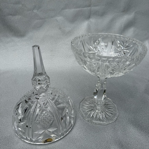 Vintage 15" Tall Genuine Crystal Heavy HandCut Glass Jar Candy Dish Ball Germany - Picture 5 of 8